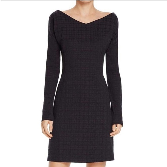 Theory Dresses & Skirts - THEORY Houndstooth Jacquard Plaid Sheath Dress Large Dark Currant